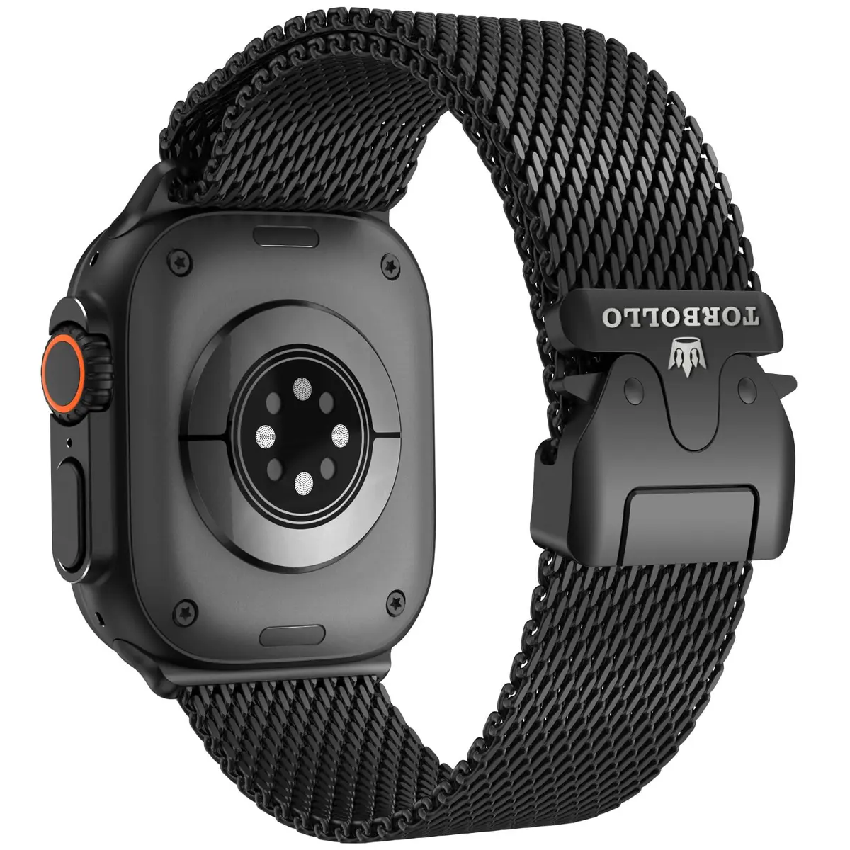 torbollo Compatible with Apple Watch Band for Men, Milanese Mesh Loop 49mm/45mm/44mm/42mm | Parachute Buckle, Stainless Steel Mesh - main product image