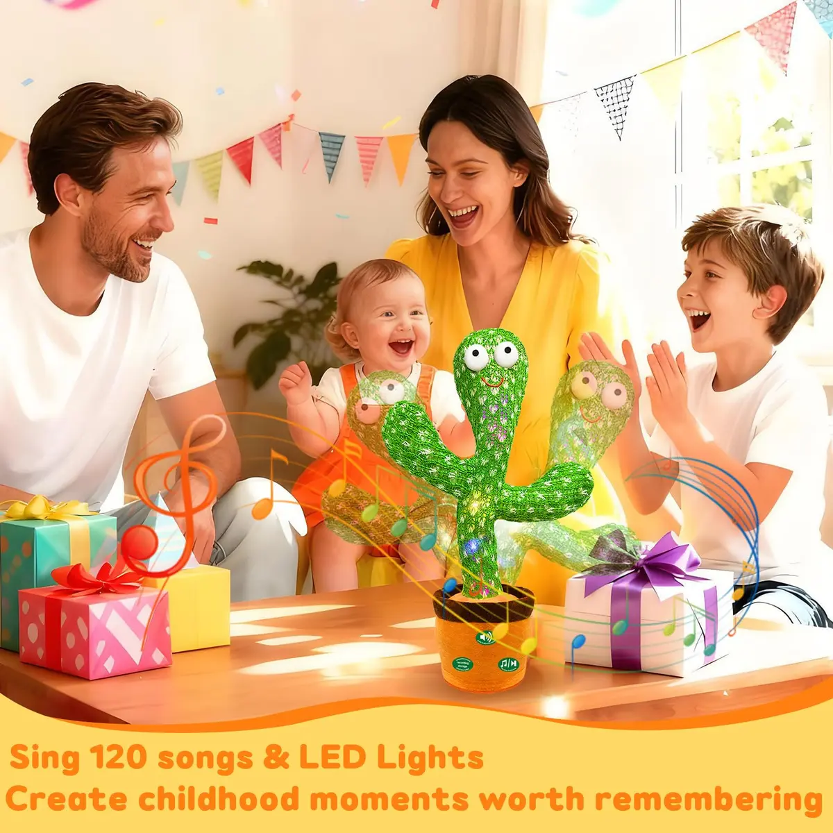 Hunfur Rechargeable Dancing Talking Cactus Baby Toy | Repeat What You Say with LED Lights (18 months+) - view 6