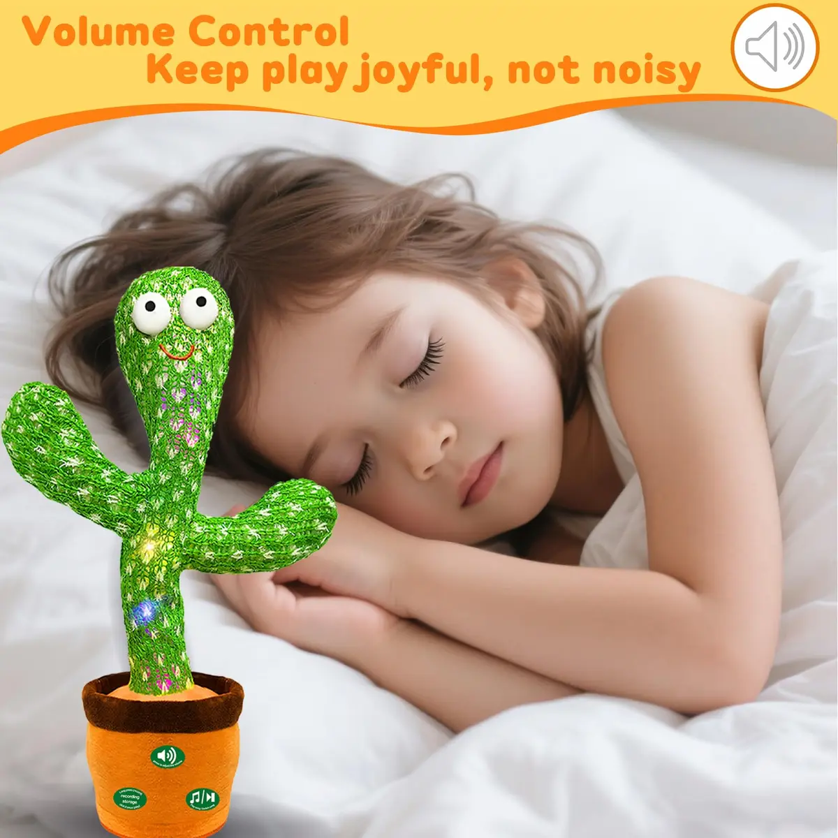 Hunfur Rechargeable Dancing Talking Cactus Baby Toy | Repeat What You Say with LED Lights (18 months+) - view 7