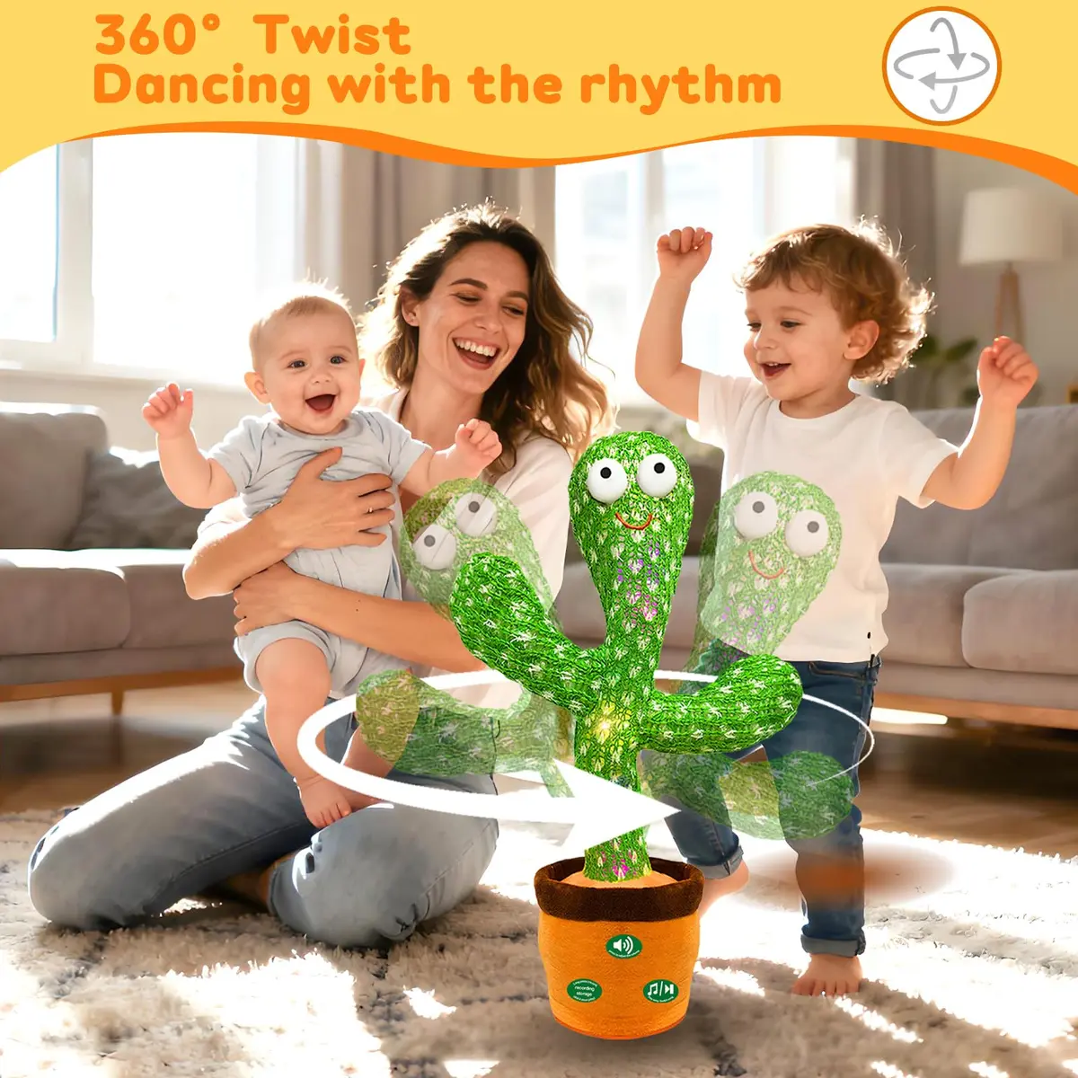 Hunfur Rechargeable Dancing Talking Cactus Baby Toy | Repeat What You Say with LED Lights (18 months+) - view 4