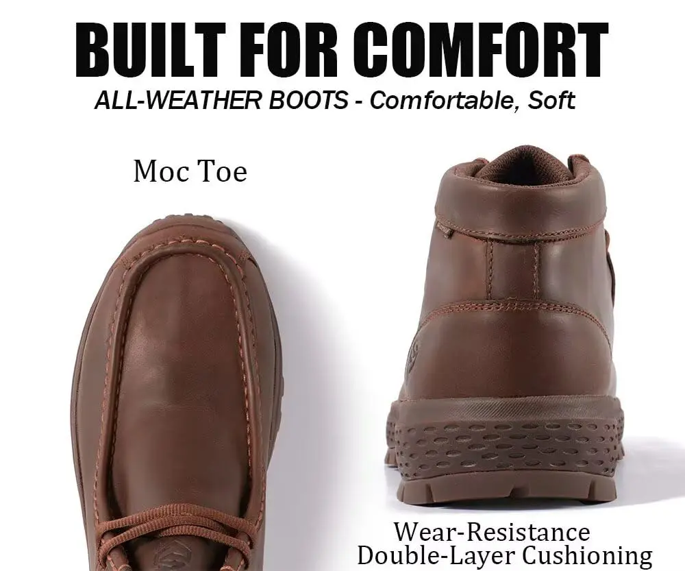 SUREWAY Men's Waterproof Chukka Work Boots | Lightweight Moc Toe Leather Ankle Boots 2.7 kg (6 lb) - view 5