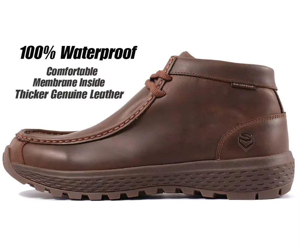 SUREWAY Men's Waterproof Chukka Work Boots | Lightweight Moc Toe Leather Ankle Boots 2.7 kg (6 lb) - view 2
