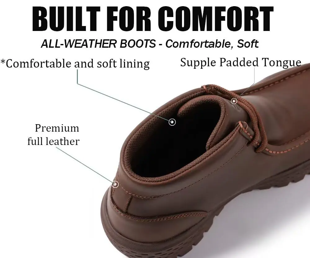 SUREWAY Men's Waterproof Chukka Work Boots | Lightweight Moc Toe Leather Ankle Boots 2.7 kg (6 lb) - view 4