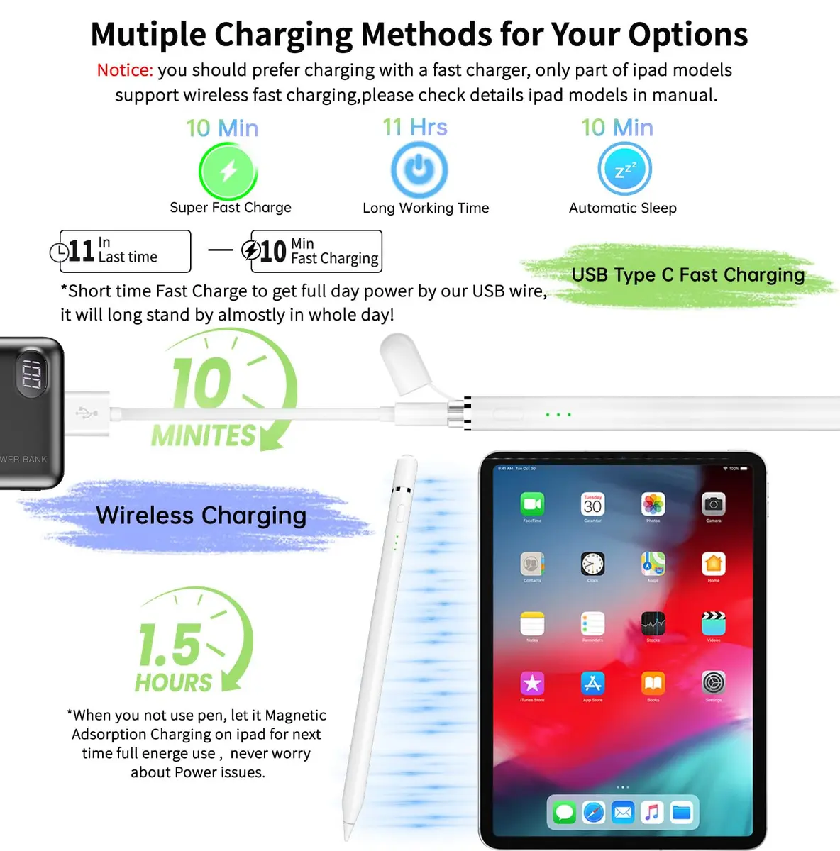 STYLUSLINK Apple Pencil Alternative for iPad 6-11th Gen, Mini 5-7, Air 3-5, Pro 13"/11" | Fast Charge, Precise, Magnetic - view 4