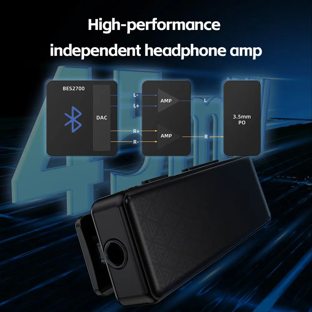 FiiO BTR11 Bluetooth 5.3 Receiver LDAC 3.5mm Headphone Amplifier Adapter with Mic (Black) - view 4
