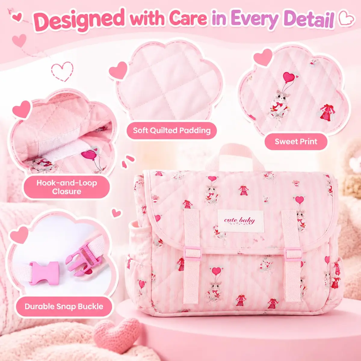 BABESIDE Baby Doll Accessories Set for 17-22 Inch Dolls | Diaper Bag, 8 Pieces, Pretend Play (70-120 chars) - view 3