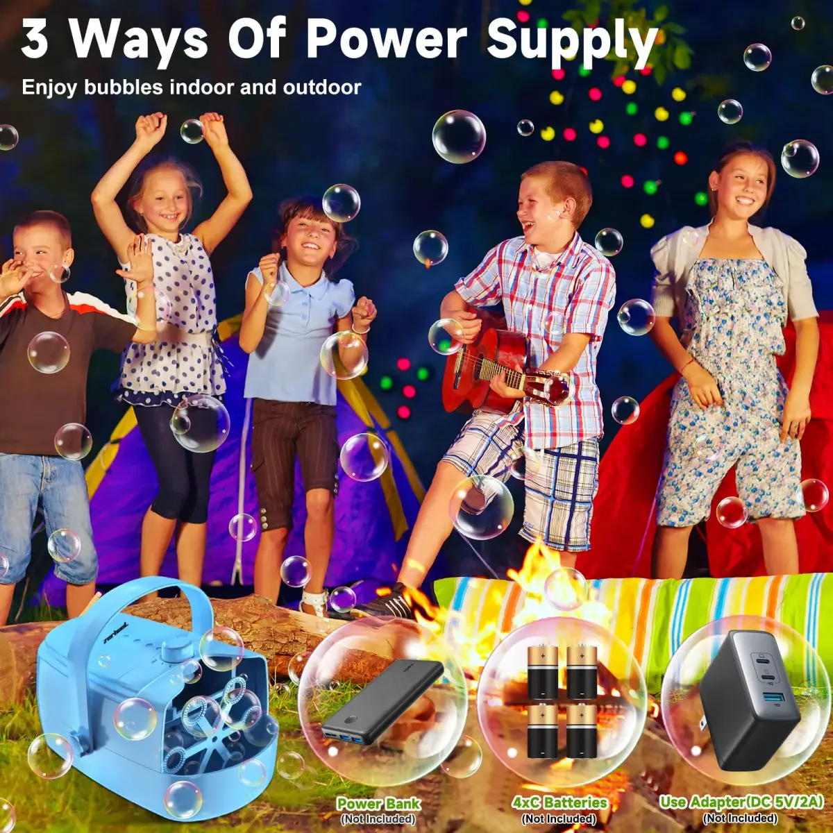 Zerhunt Automatic Bubble Machine Blower with Dual Power Supply | 18000+ Bubbles/Min, Portable for Parties & Outdoors - view 6