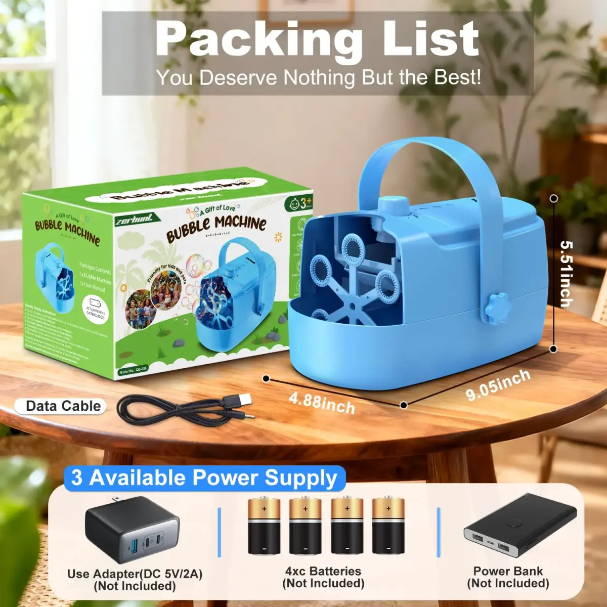 Zerhunt Automatic Bubble Machine Blower with Dual Power Supply | 18000+ Bubbles/Min, Portable for Parties & Outdoors - view 8