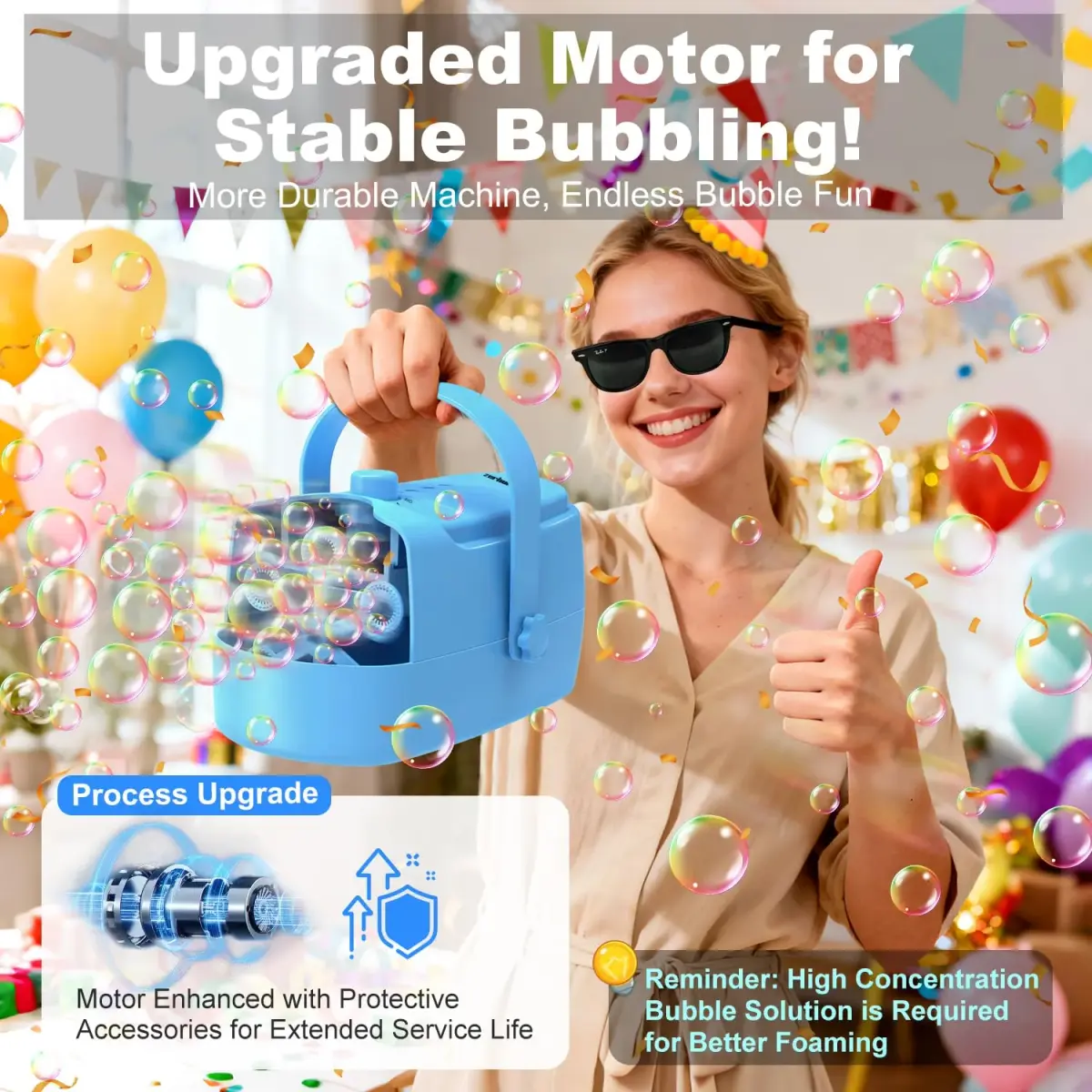 Zerhunt Automatic Bubble Machine Blower with Dual Power Supply | 18000+ Bubbles/Min, Portable for Parties & Outdoors - view 3