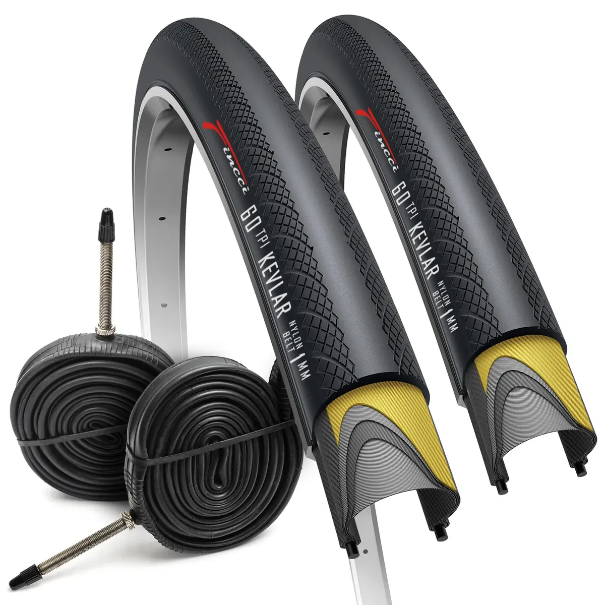 Fincci 700x28c Road Bike Tires - Foldable 28-622 Tyres with 1mm Anti Puncture | High-Performance Cycling - main product image