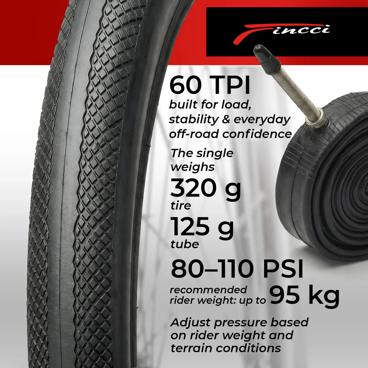 Fincci 700x28c Road Bike Tires - Foldable 28-622 Tyres with 1mm Anti Puncture | High-Performance Cycling - view 5