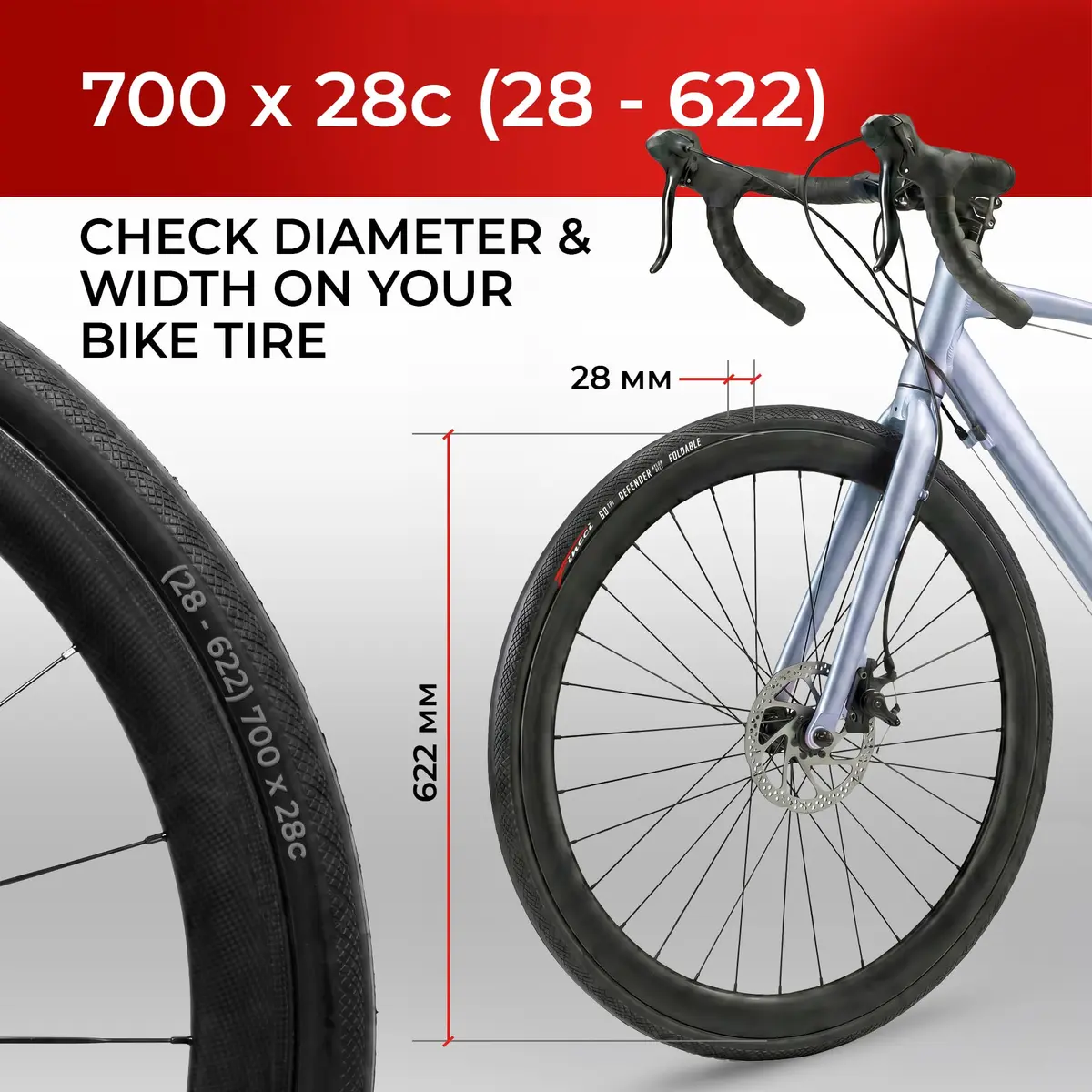 Fincci 700x28c Road Bike Tires - Foldable 28-622 Tyres with 1mm Anti Puncture | High-Performance Cycling - view 2