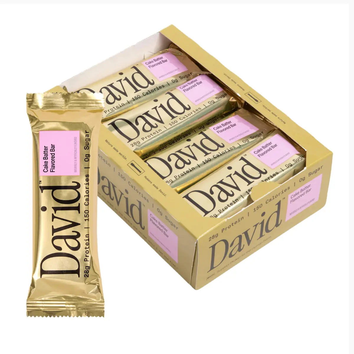 David Protein Bar Cake Batter | 28g Protein | 12 Pack | Gluten Free, Low Sugar, High Protein - main product image