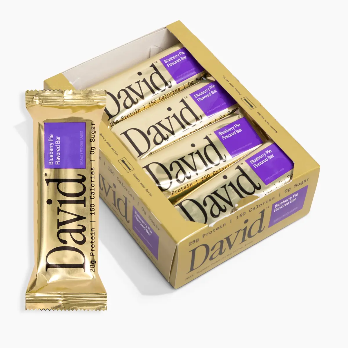 David Blueberry Pie Flavored Protein Bars | 28g Protein | 12 Pack - main product image