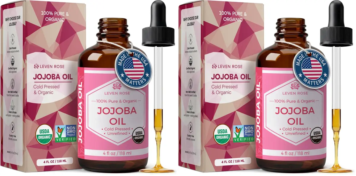 Leven Rose Organic Jojoba Oil for Skin, Hair & Nails | 237ml (8 Fl Oz) Pack of 2 - main product image