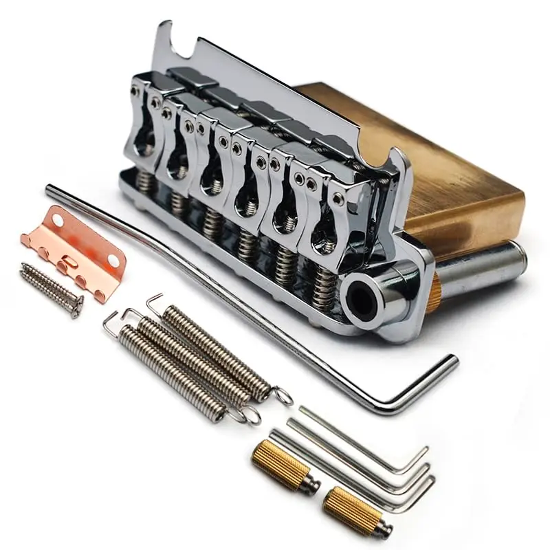 SAPHUE Guitar Tremolo Bridge 54.5mm (2.15 inches) with Brass Block and Chrome Finish | Fits Squier Strat Style Electric Guitars - view 2