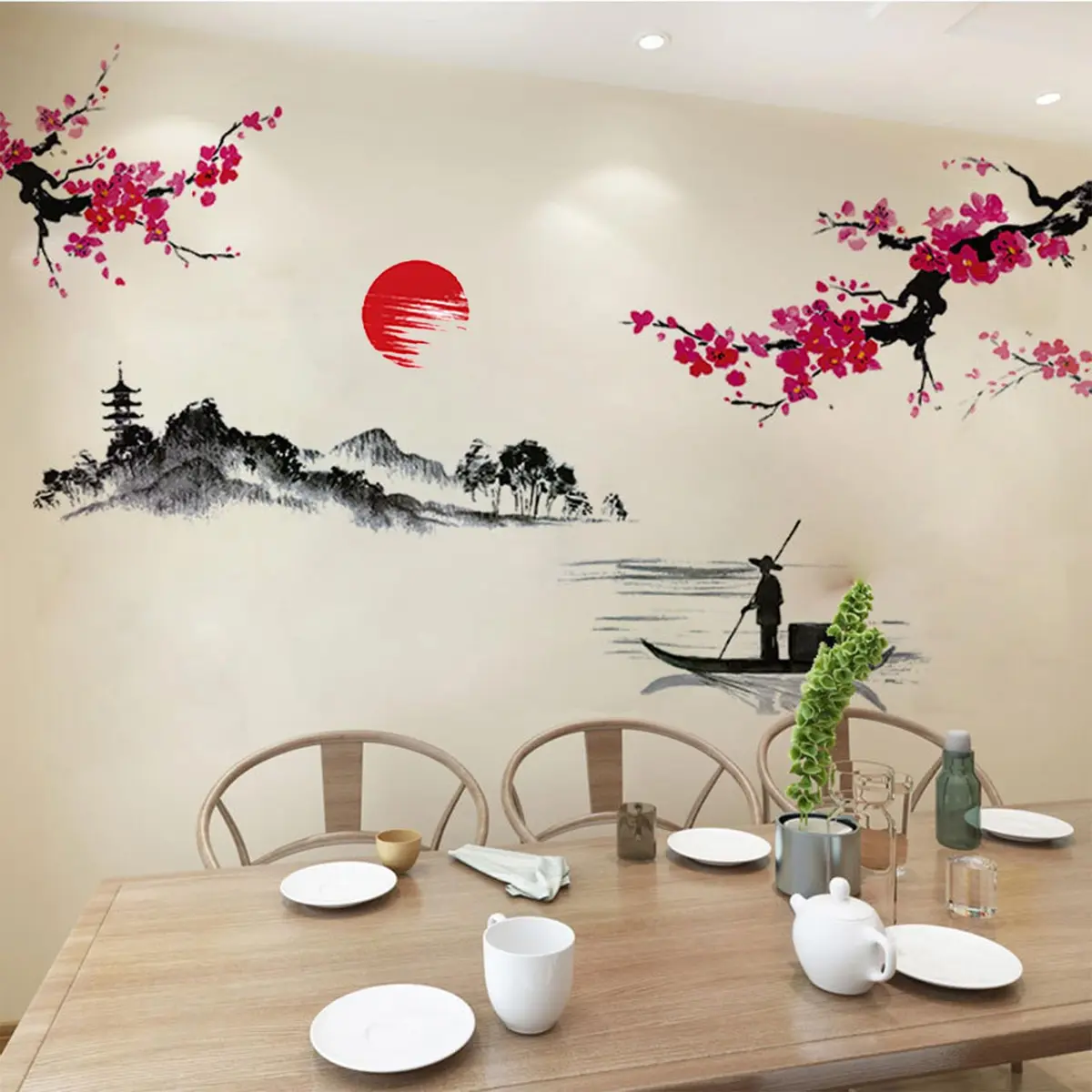 BWCXXZH Large Japanese Wall Decor Stickers 55inch x 37.4inch | Cherry Blossom Tree Art for Nursery & Living Room - view 7