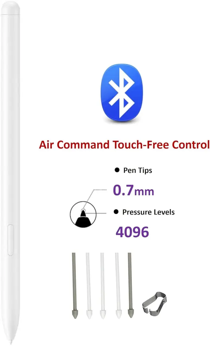 SLQ Stylus Pen for Samsung Galaxy Tab S10/10+ Plus/S10 Ultra with Bluetooth, 4096 Pressure Levels, 0.7mm Fine Tip, Sliver/White - view 2