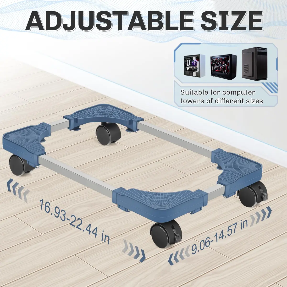 Liitrton Portable CPU Stand Adjustable PC Tower Stand Blue | Mobile Floor Cart for Office & Gaming - view 2