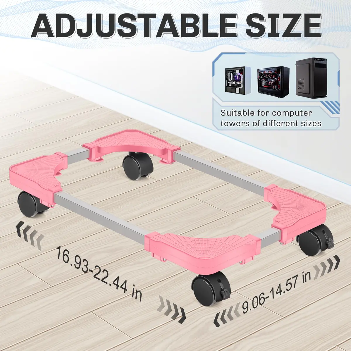 Liitrton Portable CPU Stand Adjustable PC Tower Stand Pink | Mobile, Compact & Ventilated - view 2