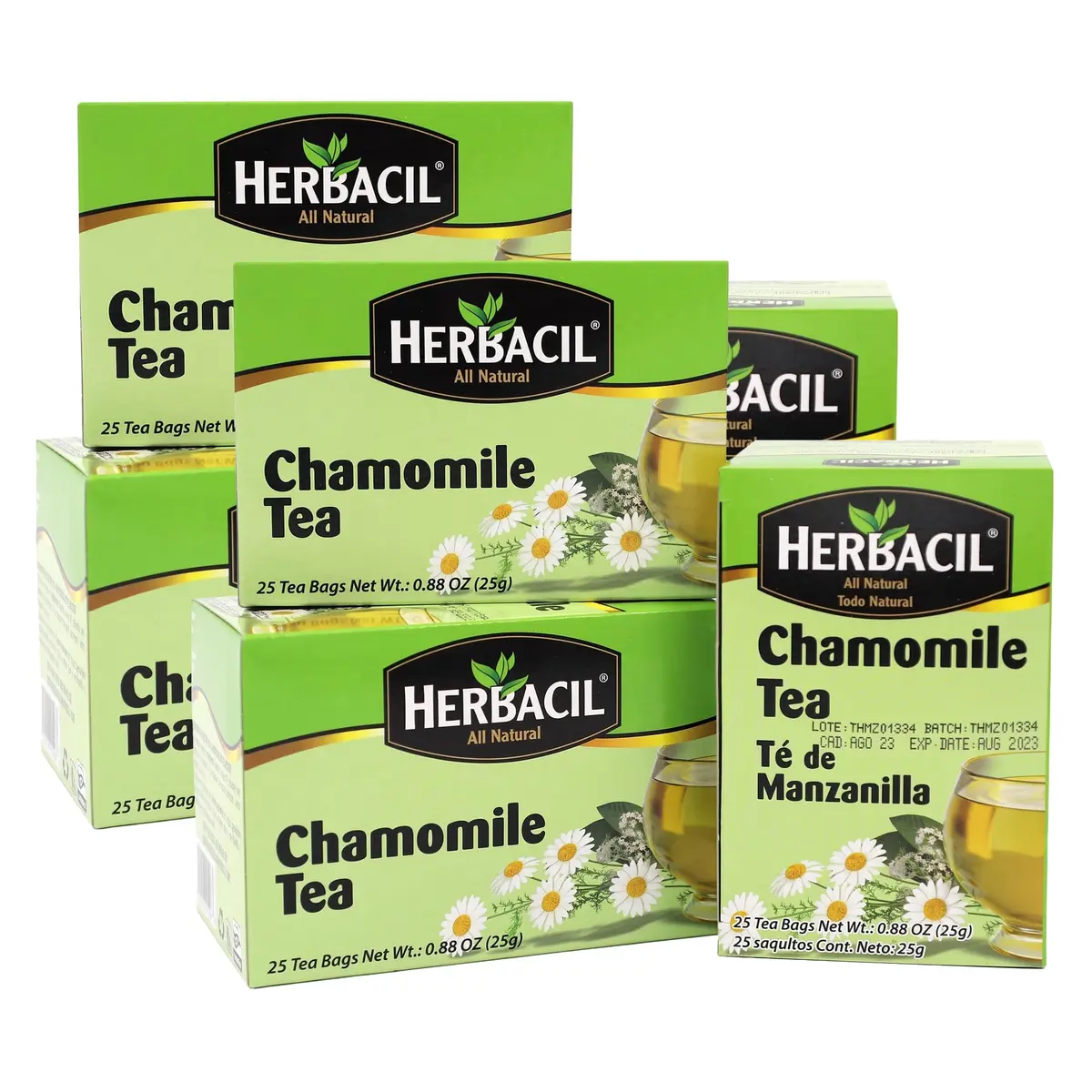 Herbacil Chamomile Tea 6-pack of 25 bags | Natural Relaxation & Digestive Support - main product image