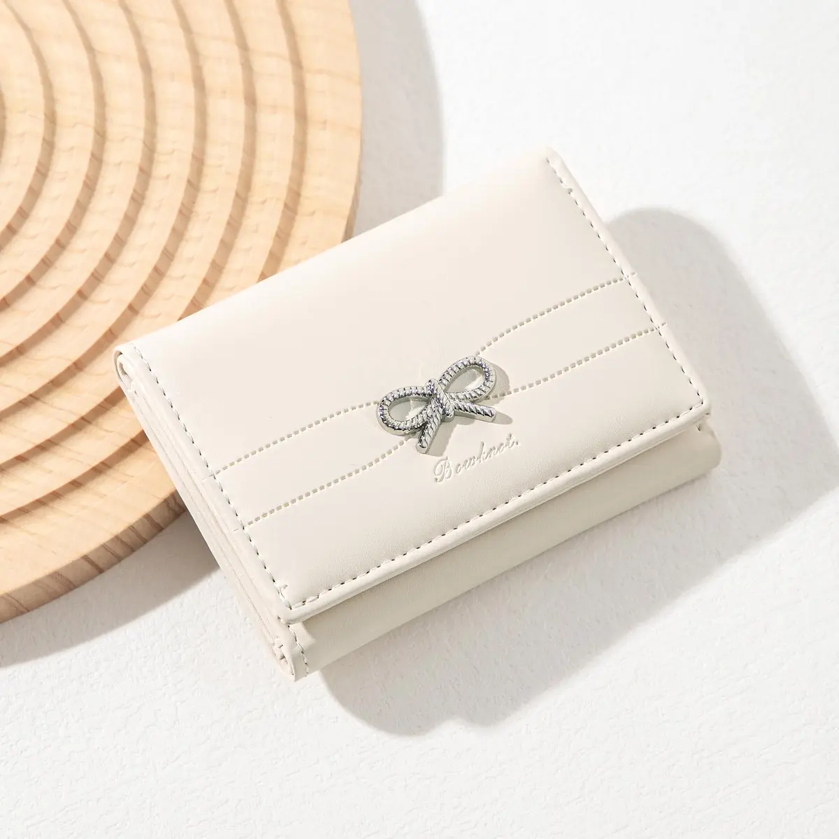 Sunwel Fashion Cute Coquette Bow Small Wallet for Women Girls | Pink & Silver Bow, Tri-Fold, 7 Card Slots - view 6