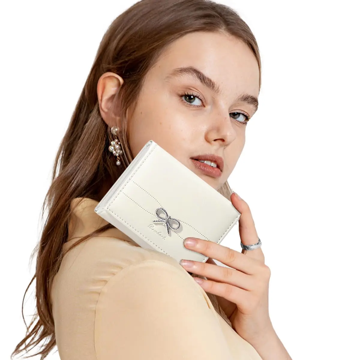 Sunwel Fashion Cute Coquette Bow Small Wallet for Women Girls | Pink & Silver Bow, Tri-Fold, 7 Card Slots - view 4