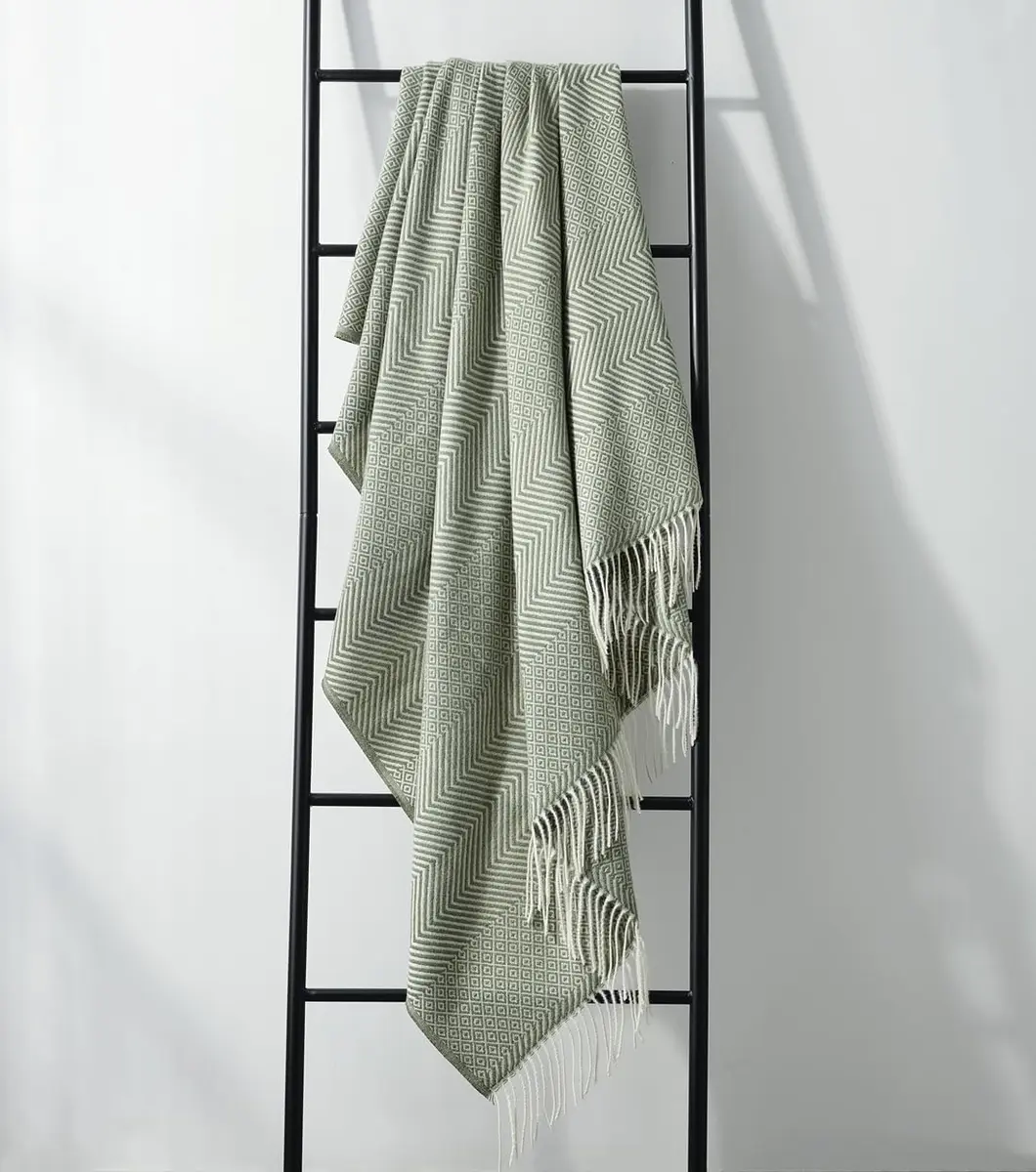 CREVENT 50"X60" Farmhouse Throw Blanket | Breathable & Warm Faux Cashmere (Green) - view 5