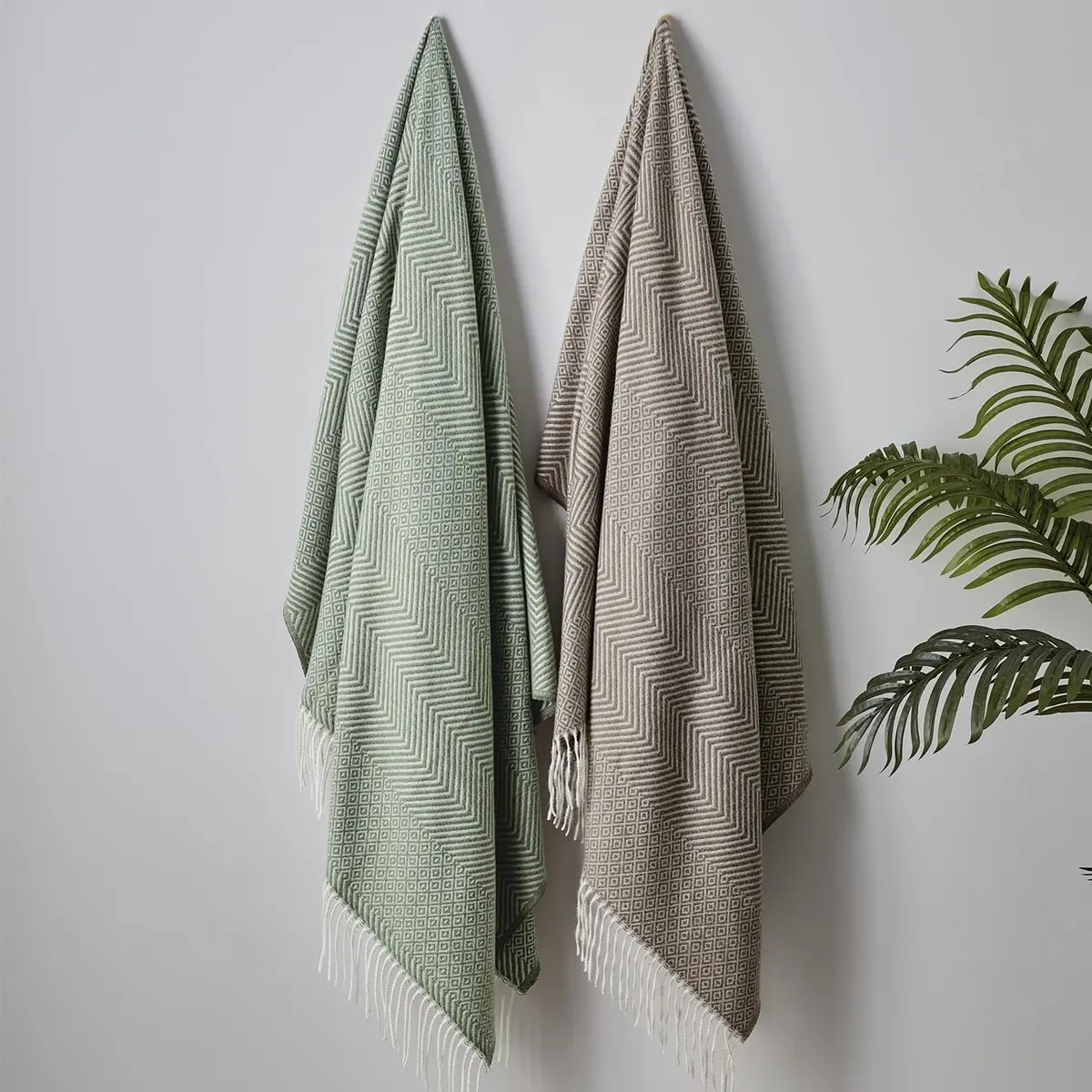 CREVENT 50"X60" Farmhouse Throw Blanket | Breathable & Warm Faux Cashmere (Green) - view 6