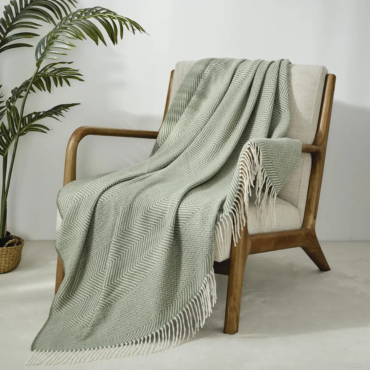 CREVENT 50"X60" Farmhouse Throw Blanket | Breathable & Warm Faux Cashmere (Green) - view 2