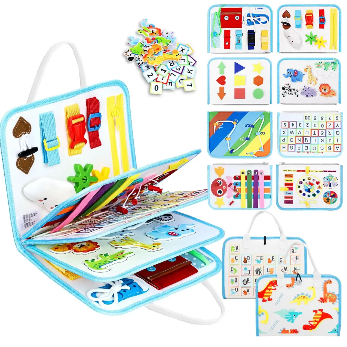 Esjay Montessori Busy Board 8-Page Activity Book | Fine Motor Skills Learning Toy for Toddlers - main product image