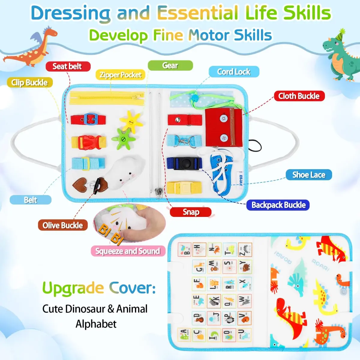 Esjay Montessori Busy Board 8-Page Activity Book | Fine Motor Skills Learning Toy for Toddlers - view 2
