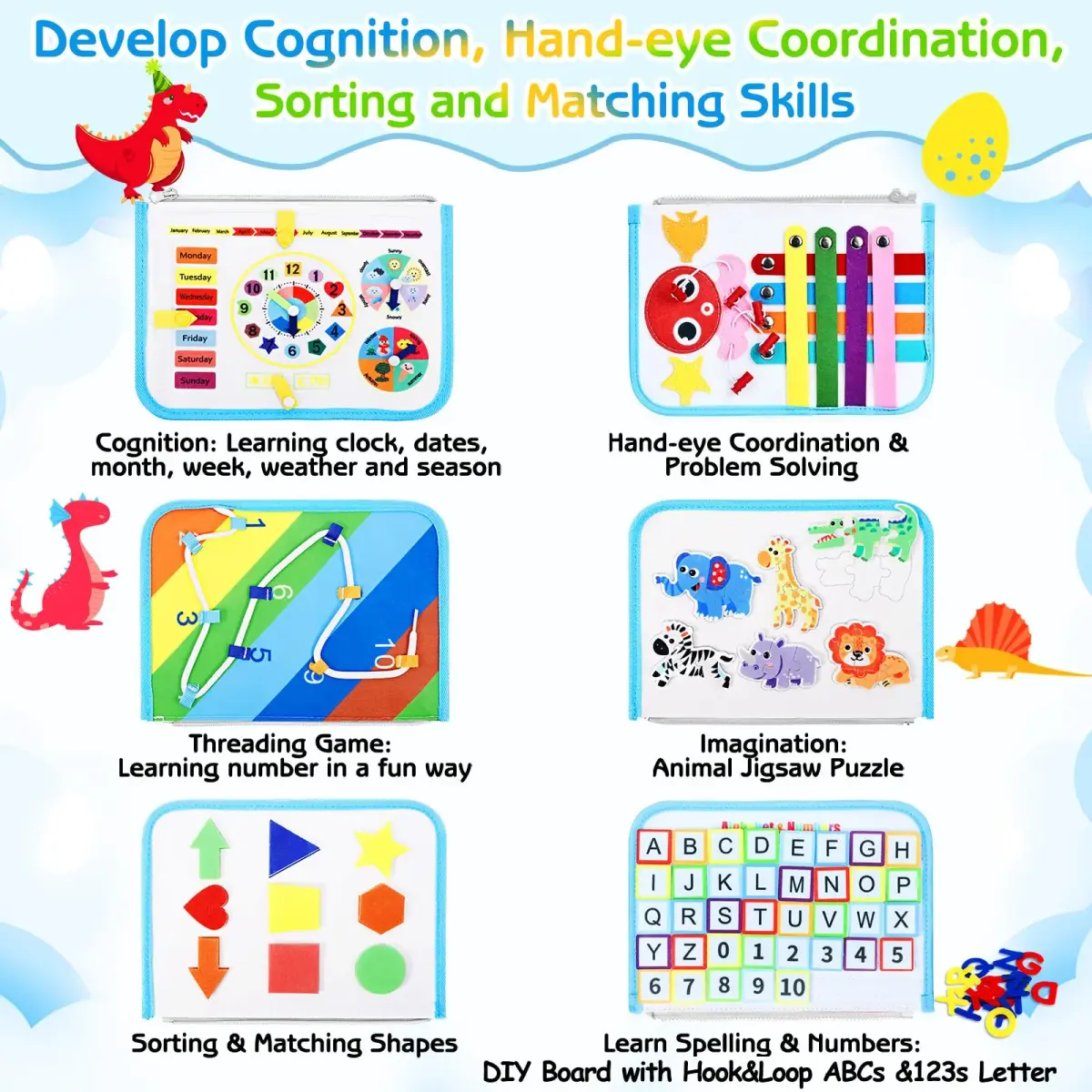Esjay Montessori Busy Board 8-Page Activity Book | Fine Motor Skills Learning Toy for Toddlers - view 3