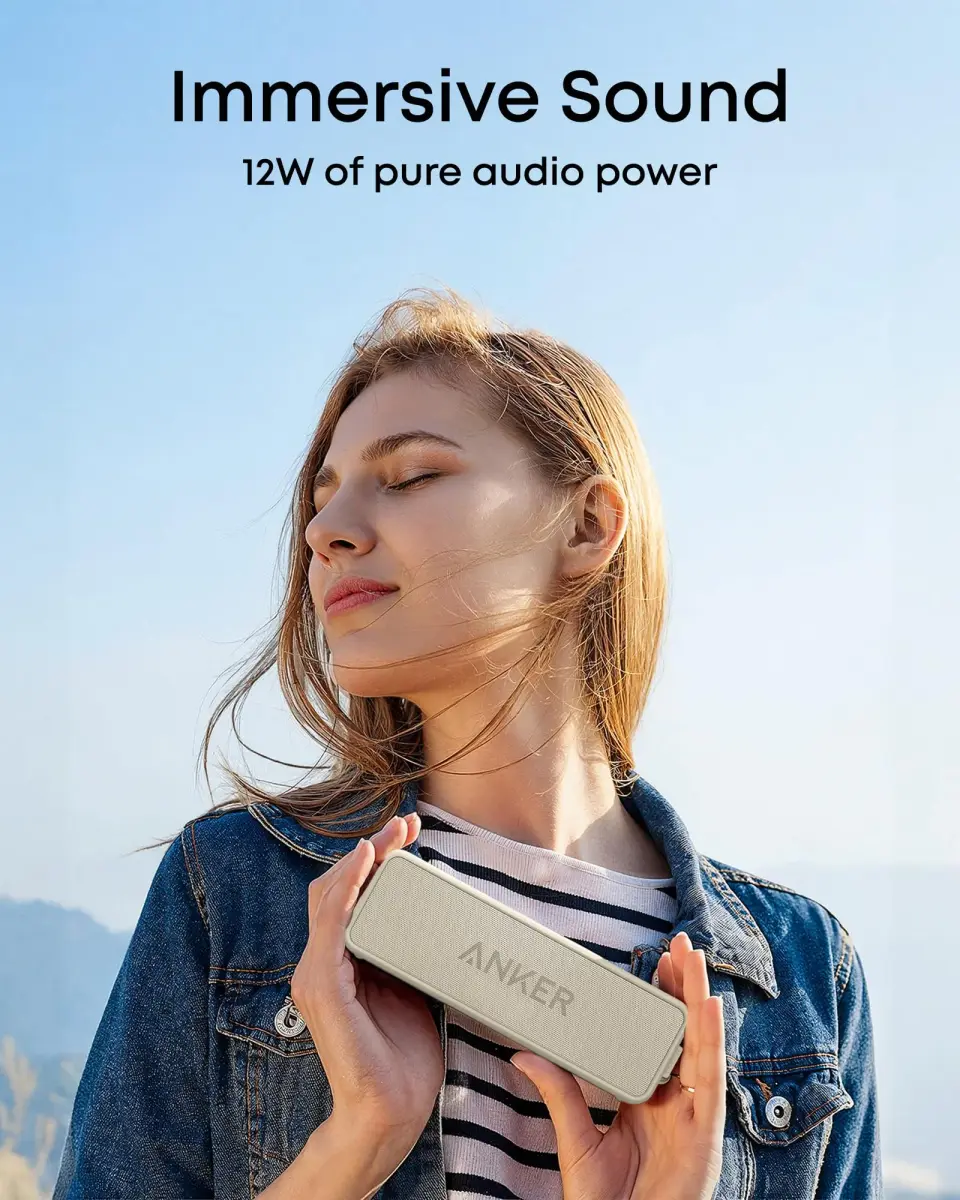 Anker Soundcore 2 Portable Bluetooth Speaker, 12W Stereo Sound, IPX7 Waterproof | 24-Hour Playtime - view 3