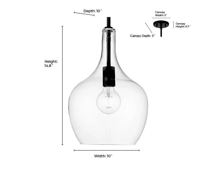 ML Lighting Lamara Collection 28401-VB Indoor Pendant in Vintage Brass 10" | Modern Metal Fixture with Clear Glass Shade - view 6