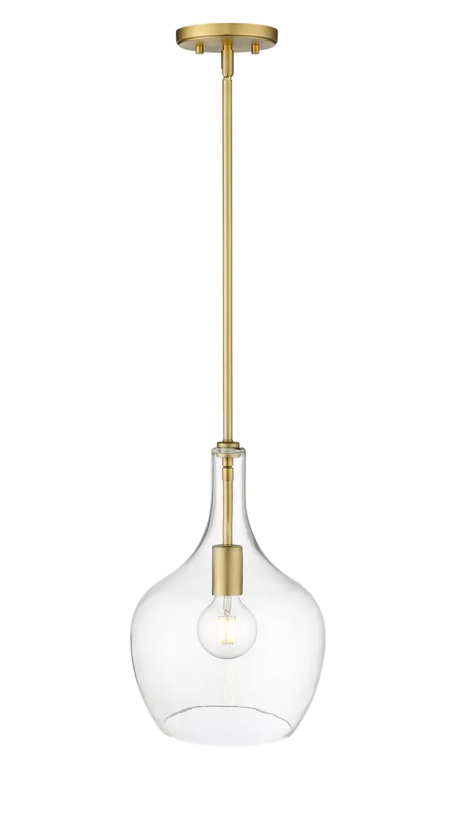 ML Lighting Lamara Collection 28401-VB Indoor Pendant in Vintage Brass 10" | Modern Metal Fixture with Clear Glass Shade - view 4