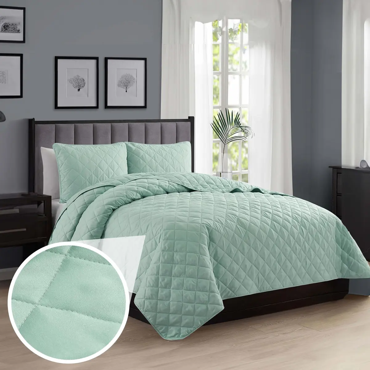 Cathay Home Basic Bedding All Season Microfiber Diamond-Stitch Quilt Set King/Cal King | Elegant & Versatile (70-120 chars) - main product image