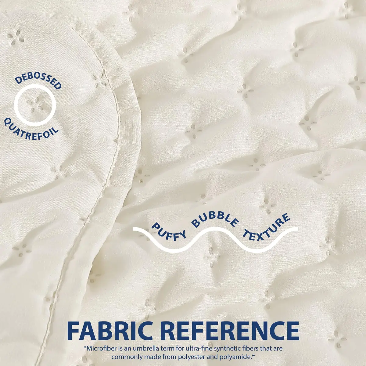 Cathay Home Basic Bedding Home Essential All Season 3PC Ultrasonic Microfiber Quatrefoil Quilt Set - Coconut Milk, Twin/Twin XL - view 3