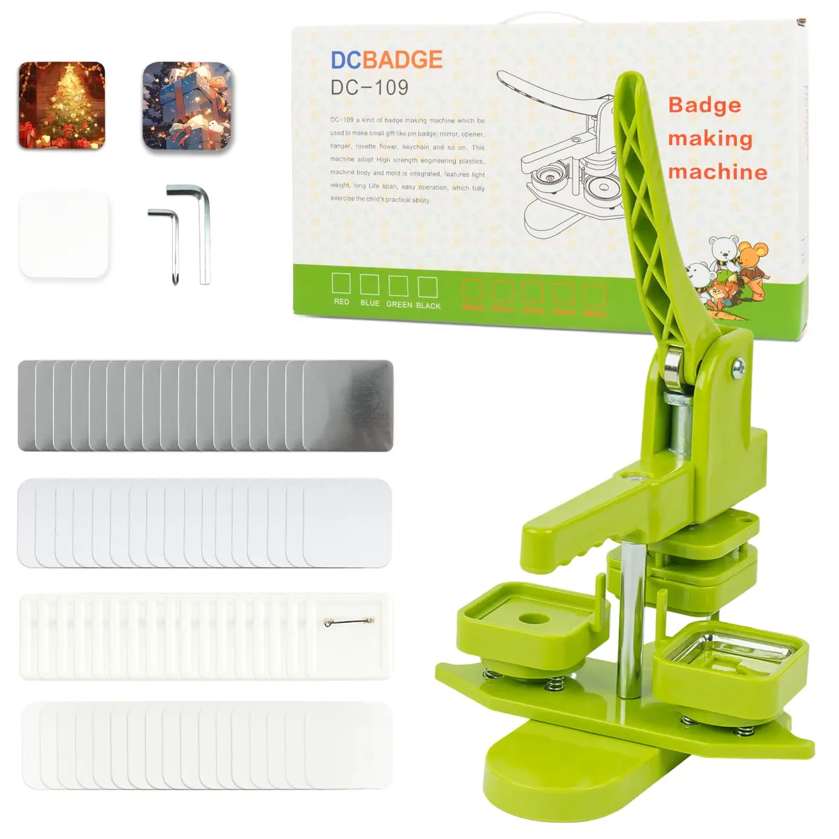 MK.Bear Square Button Maker Machine 50mm | DIY Badge Pin Press with Supplies - main product image