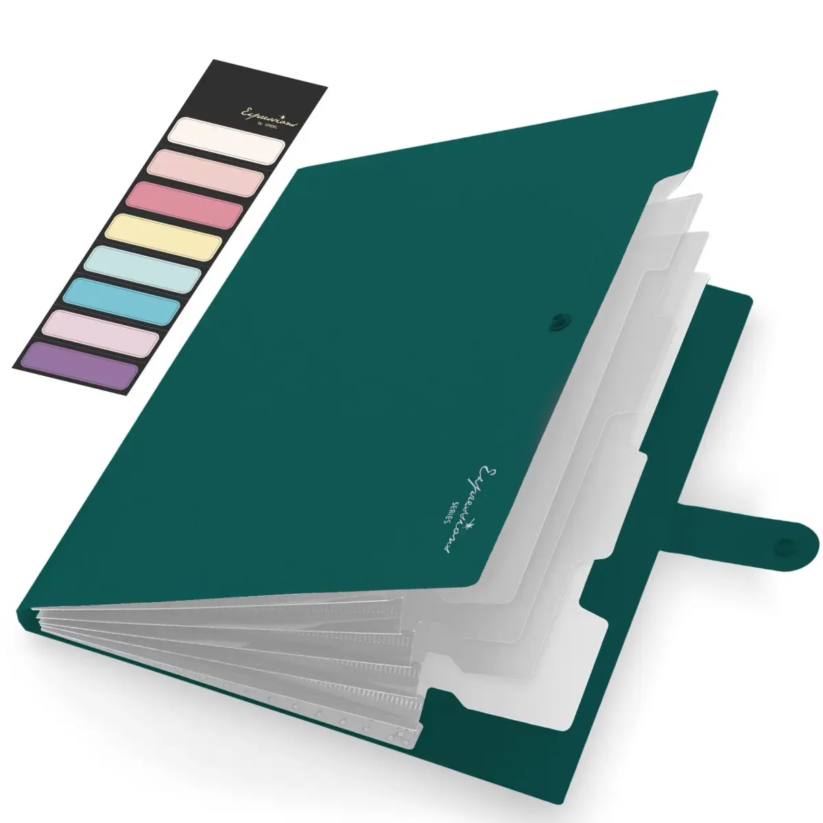 Sooez Expanding File Folder with Label, 5 Pocket, Dark Green | Holds 250+ Sheets - main product image