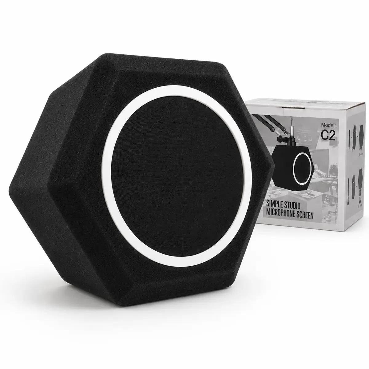 Piwerod Microphone Isolation Shield for Recording, Black | Studio-Grade Sound Reflection Control - main product image