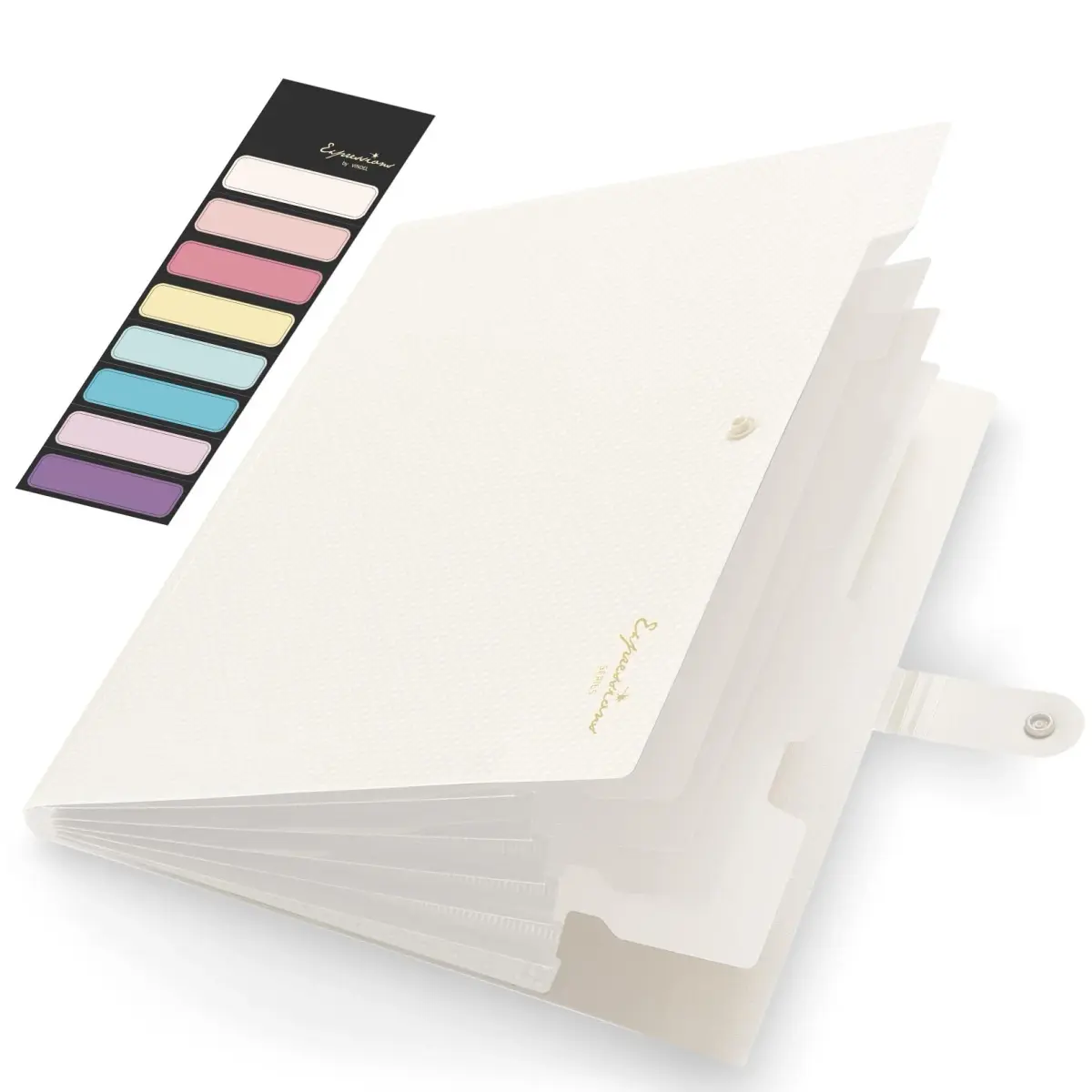 Sooez Accordion File Organizer 5 Pocket, Expanding File Folder with Label, Off White 32.99 cm (13 in) | Quality Construction for Office & School - main product image