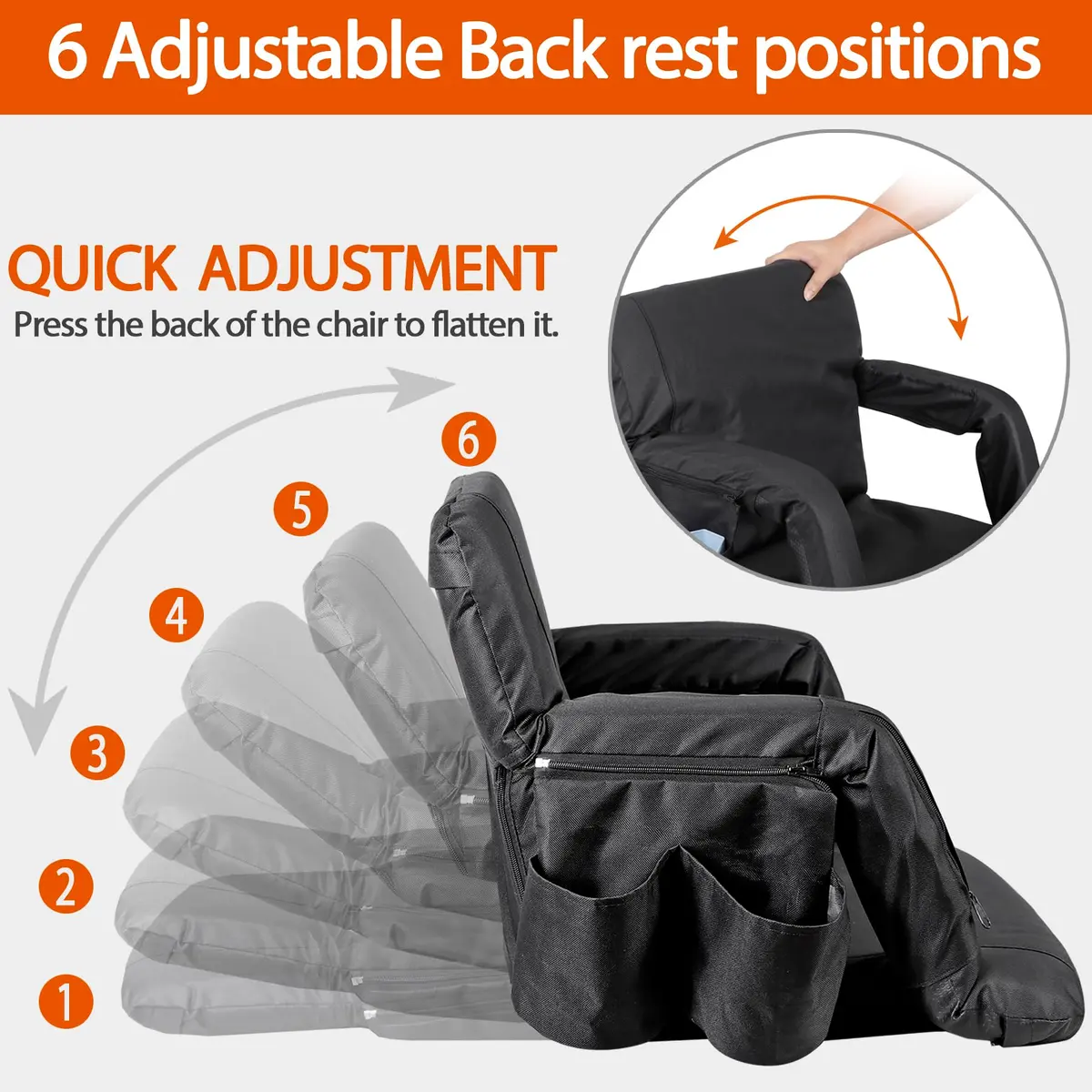 ZENY Heated Stadium Seat for Bleacher with Back Support 25 Inch | Cushioned, Heated, Armrests - view 2