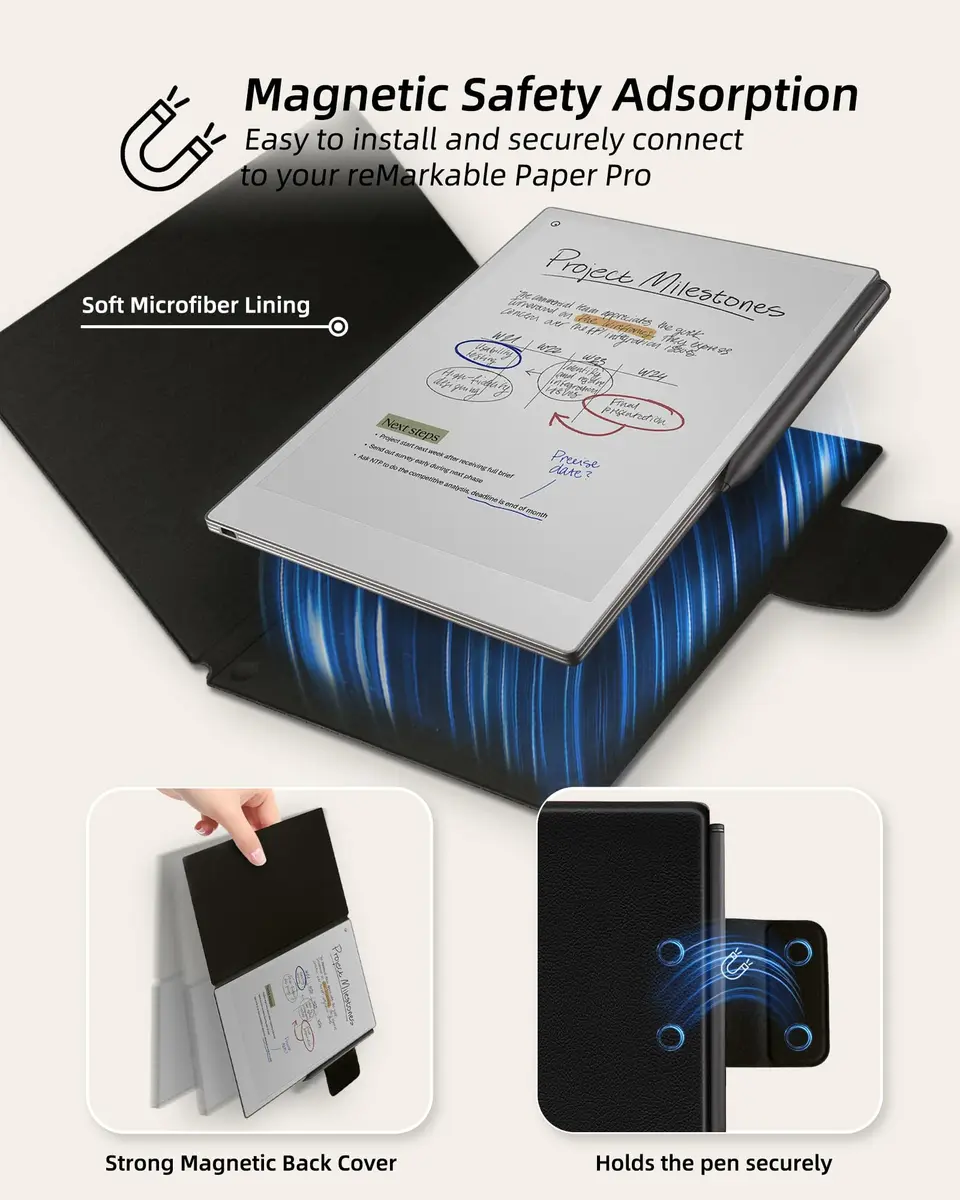 WALNEW Magnetic Folio Case for 11.8" Remarkable Paper Pro 2024 | Slim, Auto Wake/Sleep, Pen Clasp - view 4