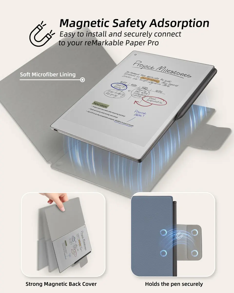 WALNEW Magnetic Folio Case for 11.8" Remarkable Paper Pro 2024 | Slim, Auto Wake/Sleep, Pen Clasp - view 4