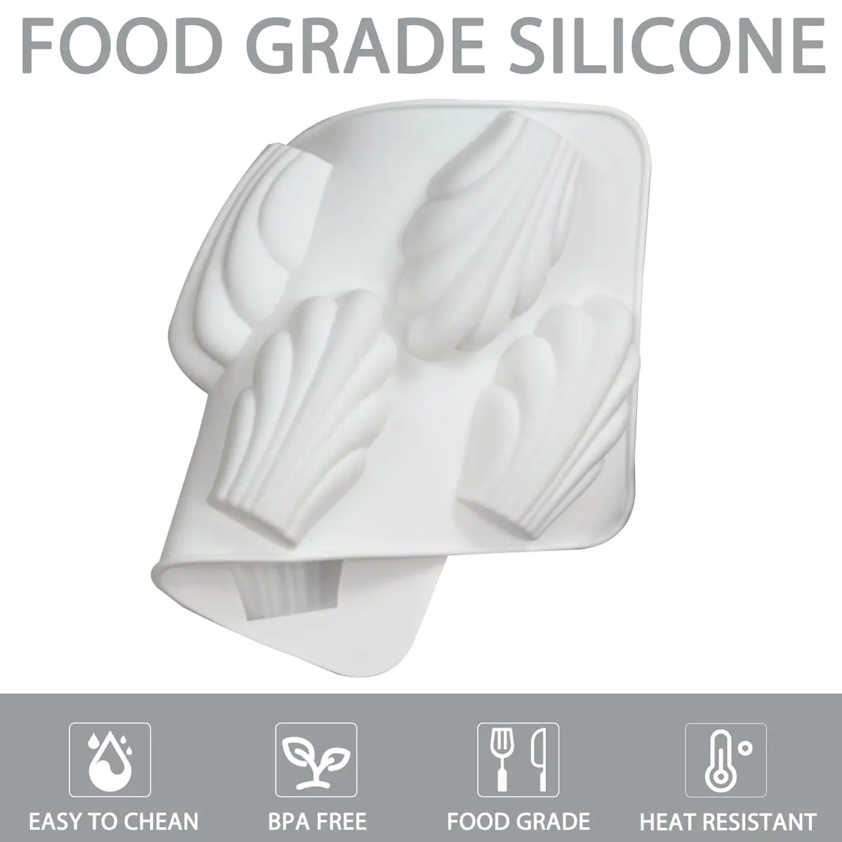 Fchil Silicone Madeleine Mold Pan Set of 2, Shell Shape Baking | 16 Cavities (8 per Mold) - 22.3 x 11.8 cm - view 9