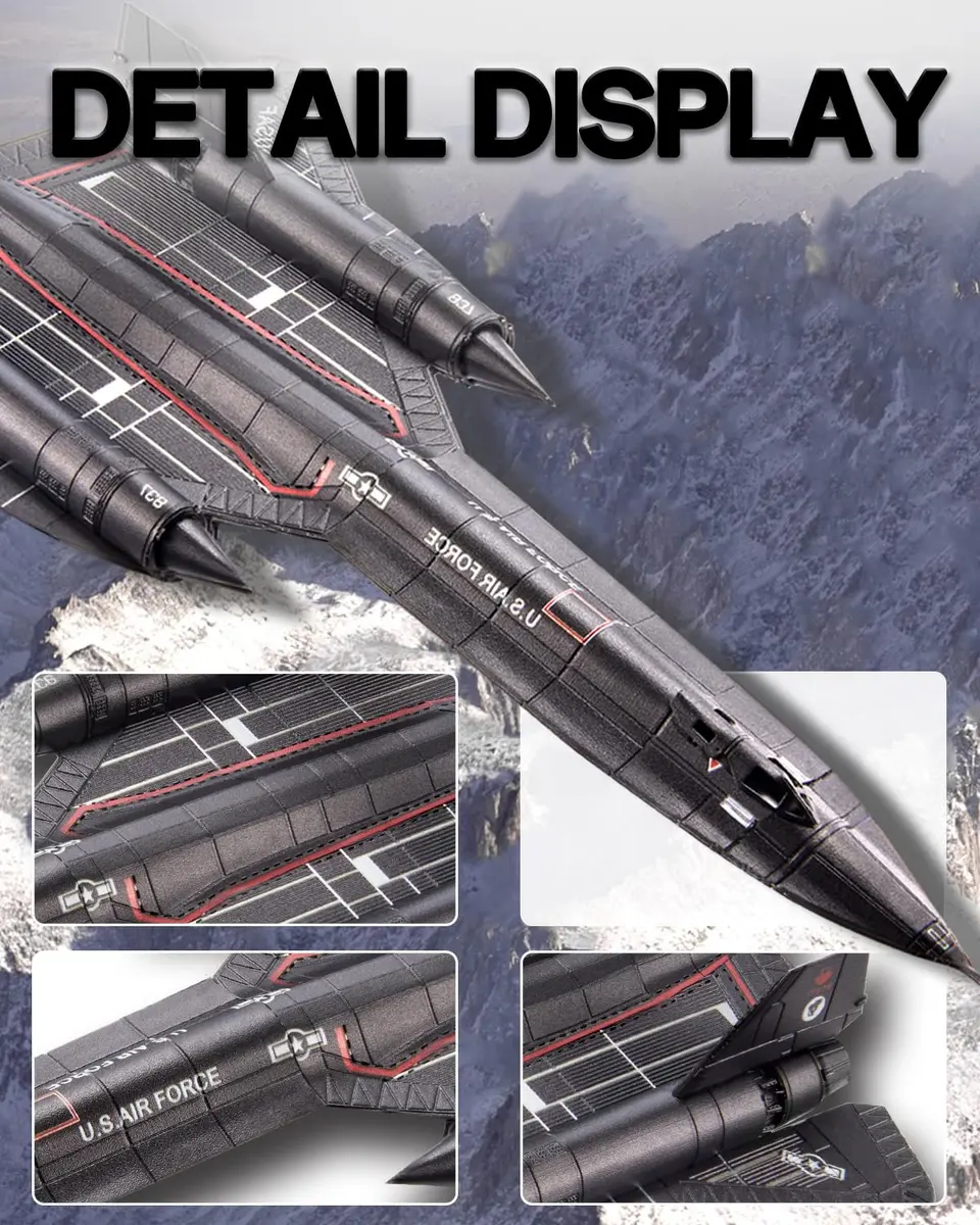 Piececool SR-71 Blackbird Metal Aircraft Model Kit 84 Pieces | Challenging 3D Metal Puzzle for Adults & Teens - view 5