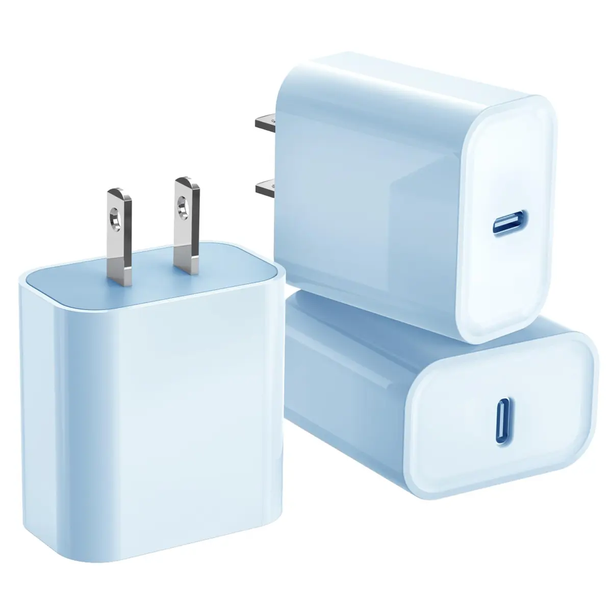 DelTucci 3Pack USB C Wall Chargers 20W | Fast Charging for iPhone & Android - main product image