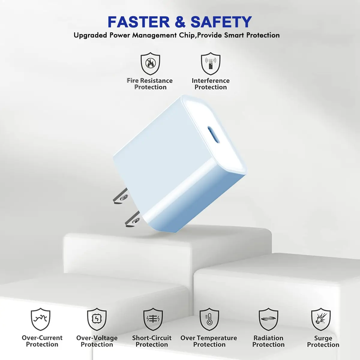 DelTucci 3Pack USB C Wall Chargers 20W | Fast Charging for iPhone & Android - view 4