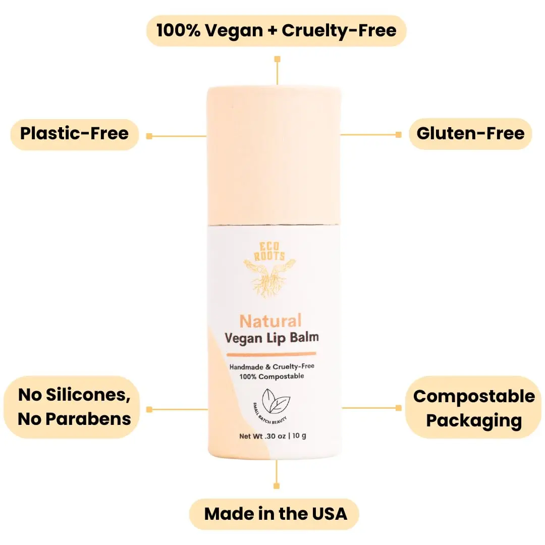 ECO ROOTS Natural Lip Balm 2 Pack | Organic Vegan Lip Moisturizer with Compostable Packaging (60g) - view 3